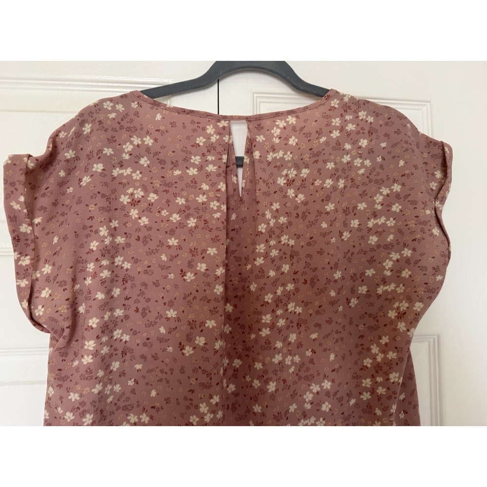 Pink Rose Short Sleeve Floral Pink /White Size L - Picture 7 of 12